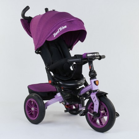 Детский трехколесный велосипед Best Trike 9500 - 2518 музыкальная панел Ремень безопасности Поворотное сиденье Фиолетовый