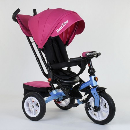 Детский трехколесный велосипед Best Trike 9500 - 9196 музыкальная панел Ремень безопасности Поворотное сиденье Голубой с розовым