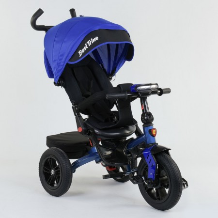 Детский трехколесный велосипед Best Trike 9500 - 7820 музыкальная панел Ремень безопасности Поворотное сиденье Синий с черным