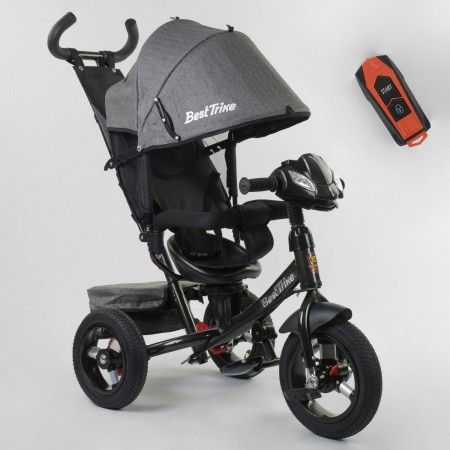 Детский трехколесный велосипед Best Trike 7700 В / 72-467 музыкальная фара с USB поворотное сиденье Серый