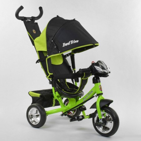 Детский трехколесный велосипед Best Trike 6588-23-612 поворотное сиденье LED фара Сигнализация Зеленый