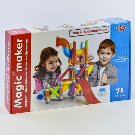 Магнитный конструктор Play Smart 2445 "Трубопровод". 71 деталь