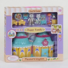 Кукольный домик Happy Family 20032 "Счастливая семья" Домик с мебелью, сетовые и звуковые эффекты Бирюзовый с желтым