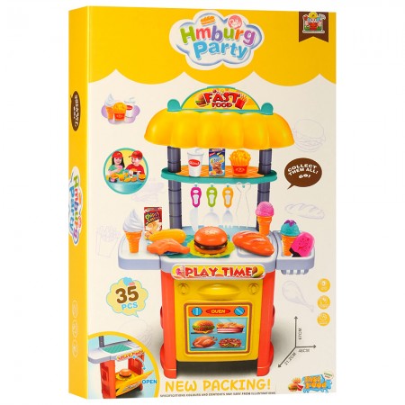 Набор магазин Kids Toys  36778-111 "Фаст-фуд" с набором посуды и сладостей на липучках 35 элементов Желтый