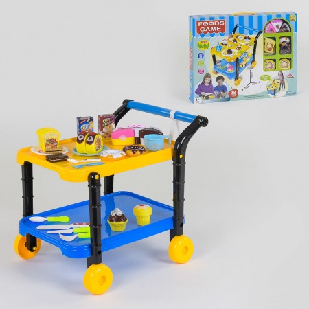 Игровой набор Kids Toys 36778-90 Сладостей с сервировочным столиком на колесиках 38 элементов Желтый