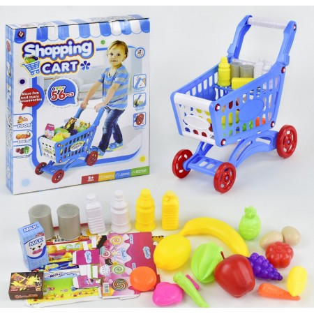 Тележка детская Bei Di Yuan Toys 922-10 с вращающимися колесиками и продуктами Синий