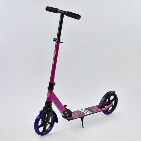 Самокат Best Scooter Wolf 00064 двухколесный. Складной. Колеса полиуретан, 20 см, с подшипниками АВЕС 7. Розовый, фиолетовые колеса (00064А)