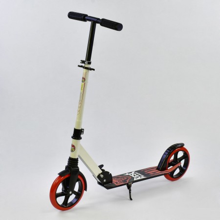 Самокат Best Scooter Wolf 00064 двухколесный. Складной. Колеса полиуретан, 20 см, с подшипниками АВЕС 7. Белый, красные колеса. (00064А)