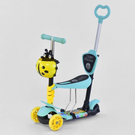 Самокат Best Scooter L - 15322 трехколесный 5в1. Подсветка платформы и колес, колеса полиуретановые. Голубой (15322А)