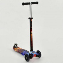 Самокат Best Scooter Maxi 779-1314 трехколесный. Колеса из полиуретанаи с подсветкой. Подшипники типа ABEC-7. Черный, синий (779-1314А)