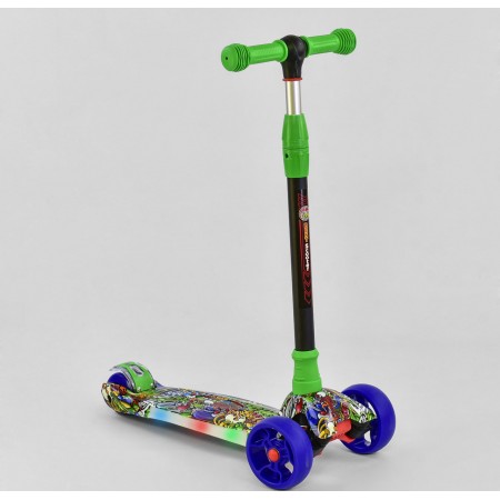 Самокат Best Scooter UL - 55077 S трехколесный. Колеса из полиуретана. Подсветка колес и платформы. (55077 S -А) 