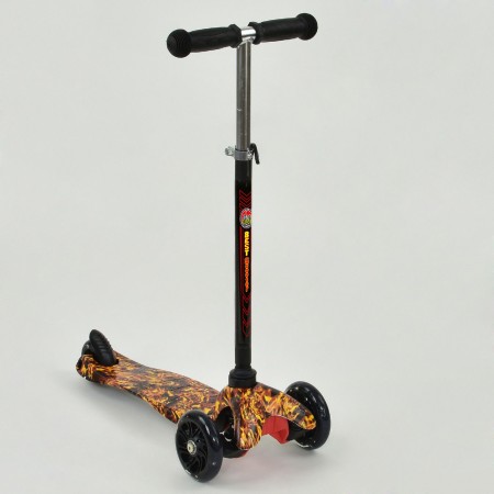 Самокат Best Scooter MINI 779-1299 трехколесный. Колеса поулиретановые с подсветкой. Подшипники типа ABEC-7. Черный - оранжевый. (779-1299 А)