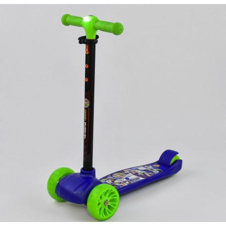Самокат Best Scooter А - 072 B трехколесный. Руль с фонариком, колеса из полиуретана с подсветкой. Синий. (А - 072 B - А)