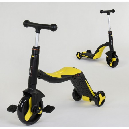 Самокат Best Scooter JT 10993 3 в 1 триколісний З підсвічуванням і музикою 8 мелодій Жовтий (10993A)