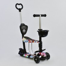 Самокат  Best Scooter 61080 трехколесный  5 в 1. Подсветка платформы и колес. Колеса полиуретановые на подшипниках. Абстракция (61080А)