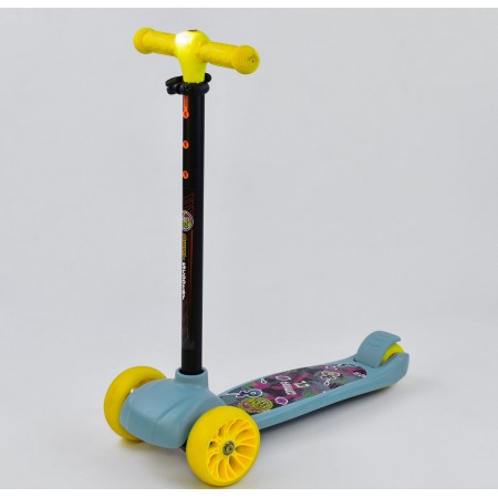 Самокат Best Scooter А - 320 Т трехколесный. Руль с фонариком, колеса из полиуретана с подсветкой. Желтый-голубой. (А-320 Т - А)