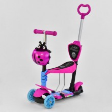 Самокат  Best Scooter L - 17810 трехколесный  5 в 1. Подсветка платформы и колес. Колеса полиуретановые на подшипниках. Розовый (L - 17810А)