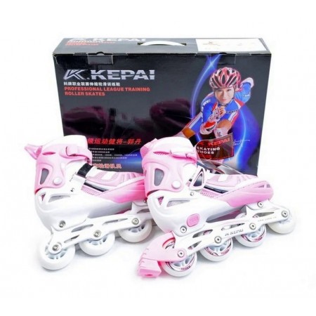 Роликовые коньки Kepai F1-S6 раздвижные, размер 31-33. Розовый