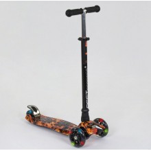 Самокат триколісний Best Scooter Maxi А 24661 /779-1310 Зємне кермо Колеса поліуретан Чорний з помаранчевим