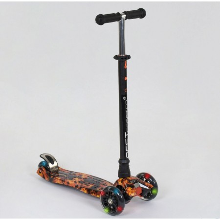 Самокат триколісний Best Scooter Maxi А 24661 /779-1310 Зємне кермо Колеса поліуретан Чорний з помаранчевим