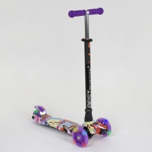 Самокат триколісний Best Scooter MAXI А 24664 /779-1313 Колеса PU світяться Графіті фіолетовий