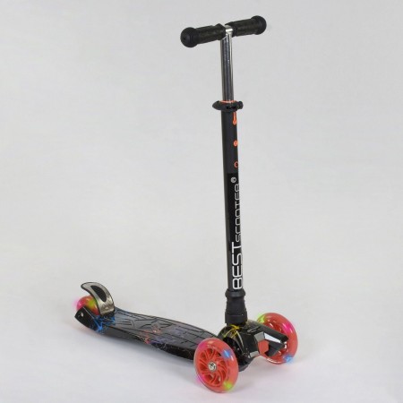 Самокат триколісний Best Scooter Maxi А 24659 / 779-1308 Сумний кермо Колеса поліуретан Чорний