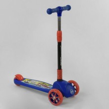 Самокат триколісний Best Scooter 27043 Складаний кермо Колеса поліуретан світяться Синій з помаранчевим