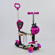 Самокат триколісний Best Scooter 74230 Колеса поліуретан Світяться Батьківська ручка Рожевий