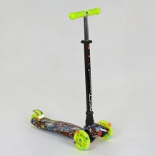 Самокат триколісний Best Scooter MAXI А 25470 / 779-1325 Колеса PU світяться Графіті салатовий