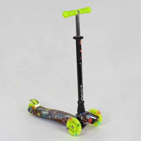 Самокат триколісний Best Scooter MAXI А 25470 / 779-1325 Колеса PU світяться Графіті салатовий