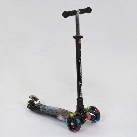 Самокат триколісний Best Scooter MAXI А 24662 / 779-1311 Колеса PU світяться Чорний космос