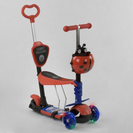 Самокат триколісний Best Scooter 92059 Колеса поліуретан, світяться Батьківська ручка Червоно-синій