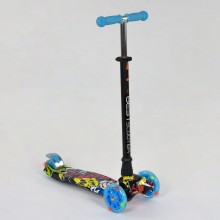 Самокат триколісний Best Scooter Maxi А 24648 / 779-1392 Зємне кермо Колеса поліуретан Графіті синій