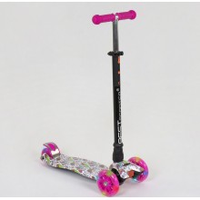 Самокат триколісний Best Scooter MAXI А 25598 / 779-1341 Колеса поліуретан світні Білий з рожевим