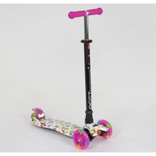 Самокат триколісний Best Scooter Maxi А 24652 / 779-1396 Зємне кермо Колеса поліуретан Білий з Рожевим