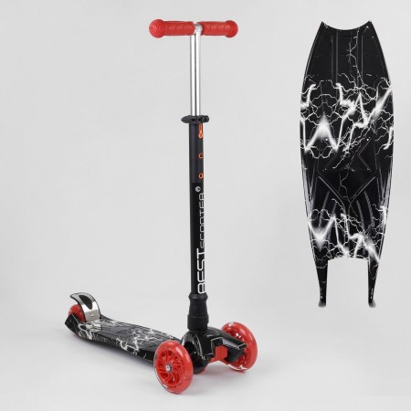 Самокат трехкодесний Best Scooter MAXI А 25463 /779-1318 Колеса з підсвічуванням Поліуретан Чорний з червоним