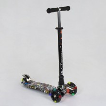 Самокат триколісний Best Scooter MAXI А 24642 / 779-1386 Колеса PU світяться Графіті чорний