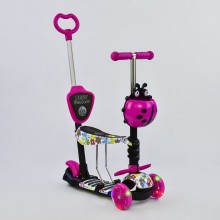 Самокат триколісний Best Scooter 62310 Колеса поліуретан Світяться Батьківська ручка Рожевий