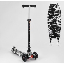 Самокат трехкодесний Best Scooter A 25771 / 779-1512 Колеса з підсвічуванням Поліуретан Чорно-білий