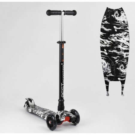 Самокат трехкодесний Best Scooter A 25771 / 779-1512 Колеса з підсвічуванням Поліуретан Чорно-білий