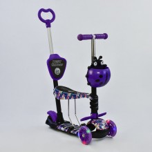 Самокат триколісний Best Scooter 19870 Колеса поліуретан Світяться Батьківська ручка Фіолетовий
