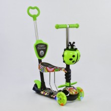 Самокат триколісний Best Scooter 33650 Колеса поліуретан Світяться Батьківська ручка Зелений
