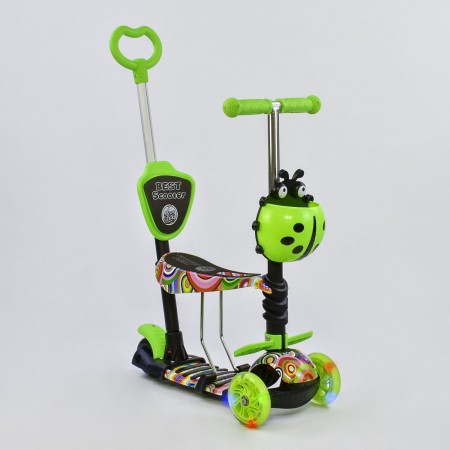 Самокат триколісний Best Scooter 33650 Колеса поліуретан Світяться Батьківська ручка Зелений