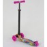 Самокат триколісний Best Scooter А 24651 / 779-1395 Сумний кермо Колеса поліуретан Графіті Рожевий