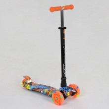 Самокат триколісний Best Scooter MAXI А 24645 / 779-1389 Колеса PU світяться Графіті помаранчевий