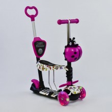 Самокат триколісний Best Scooter 58420 Колеса поліуретан Світяться Батьківська ручка Рожевий