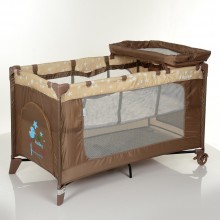 Манеж детский El Camino ME 1054 SAFE PLUS Stars Beige. Столик для пеленания. Бежевый (1054А)