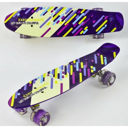 Скейт Пенні борд Best Board F 9797 Колеса PU світяться Дека 22 дюйма з малюнком Фіолетовий