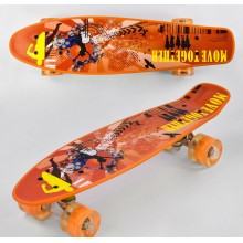 Скейт пенні борд Best Board P 13222 Колеса з підсвічуванням Поліуретан Дека 55 см для фрірайду Помаранчевий