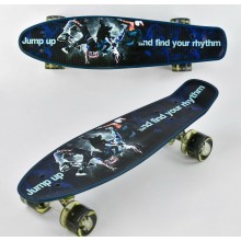 Скейт пенні борд Best Board Р 13780 Колеса з підсвічуванням Поліуретан Дека 55 см для фрірайду Синій